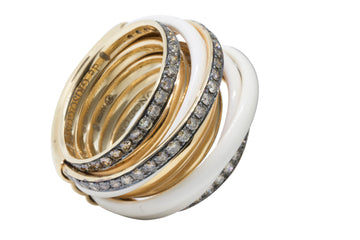 de GRISOGONO Pink Gold Ring with Beige Ceramic and Brown Diamonds - eJewels