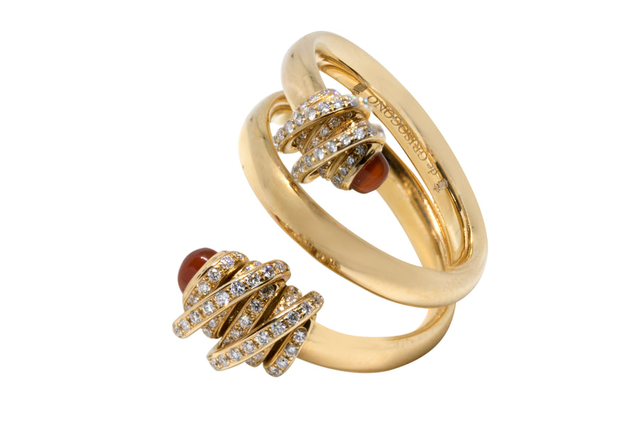 de GRISOGONO 18kt Rose Gold Spiral Carnelian and Diamond Ring - eJewels