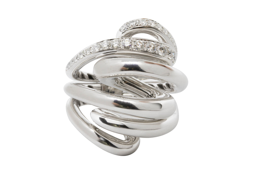 de GRISOGONO Allegra Collection White Gold & Diamond Vortice Ring - eJewels