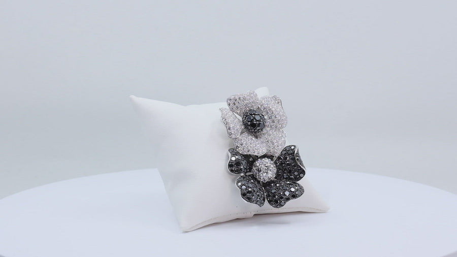 de GRISOGONO White Gold Black Diamond Flower Brooch