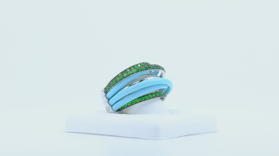 de GRISOGONO Turquoise Ceramic Tsavorites Ring
