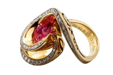 de GRISOGONO Pink Gold Ring w/ Diamonds and Pink Sapphires - eJewels