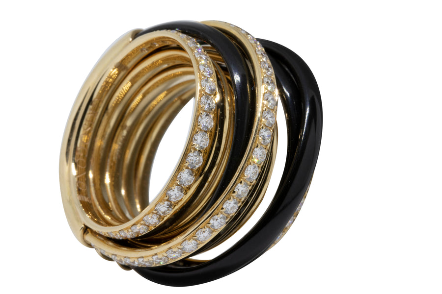 de GRISOGONO Pink Gold Ring with Black Ceramic and 72 Brown Diamonds - eJewels