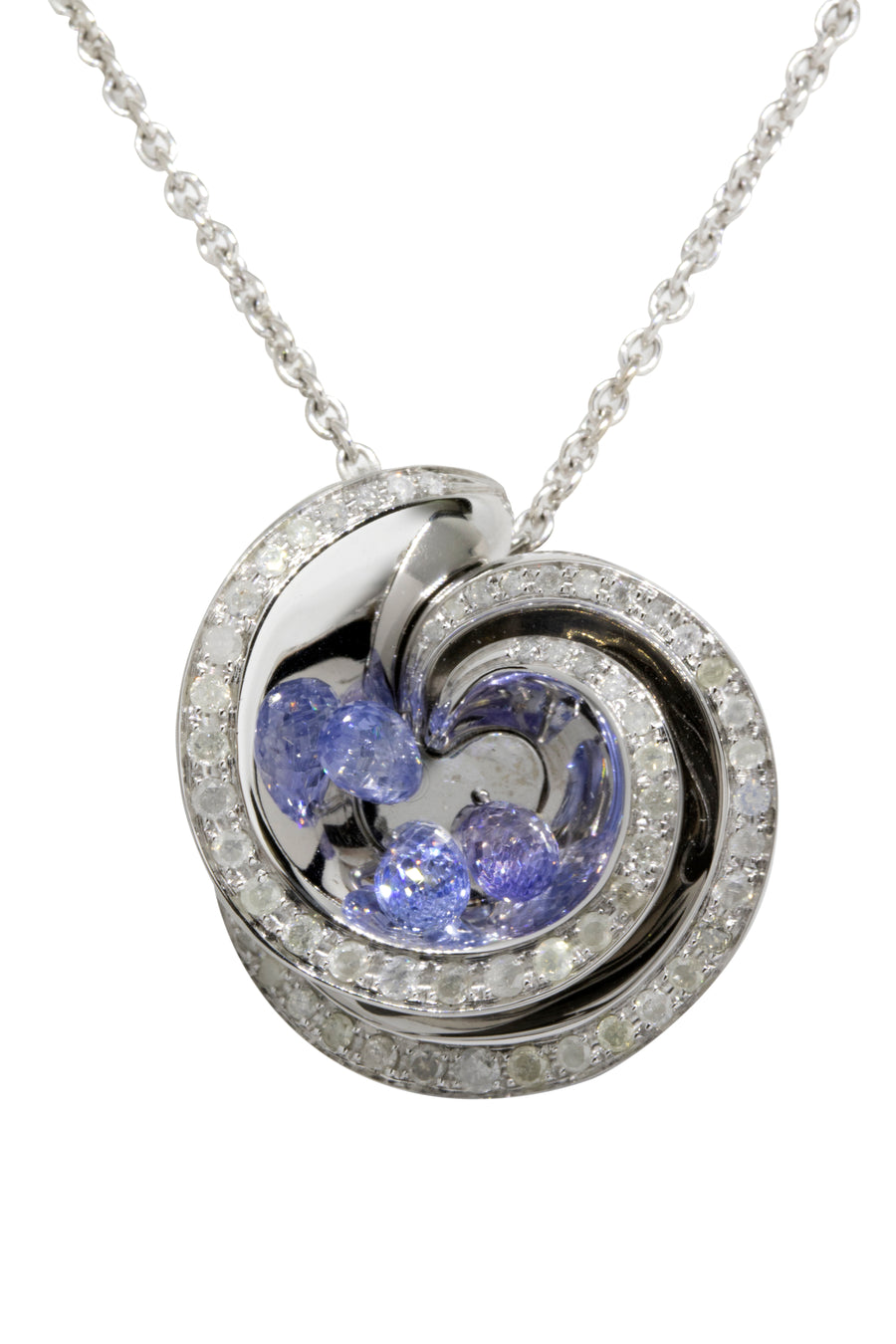 de GRISOGONO Chiocciolina 18K White Gold, Sapphire & Icy Diamond Necklace - eJewels