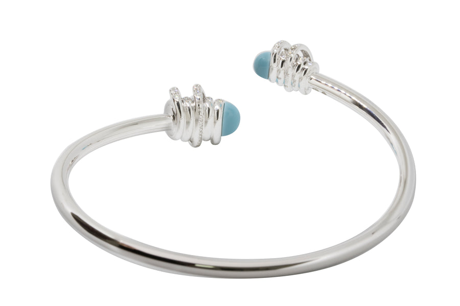 de GRISOGONO Toi & Moi 18-karat White, Turquoise Cabochon and Diamond Cuff - eJewels