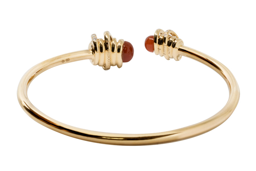 de GRISOGONO 18-karat Rose Gold, Carnelian And Diamond Coil Cuff - eJewels